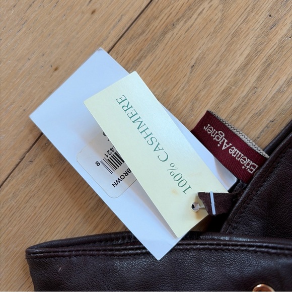 VTG  ETIENNE AIGNER Gloves Womens Leather Cashmere Lined Brown XL NWT nOS - Picture 4 of 7